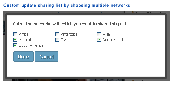 Custom Update Sharing List by choosing Multiple Networks